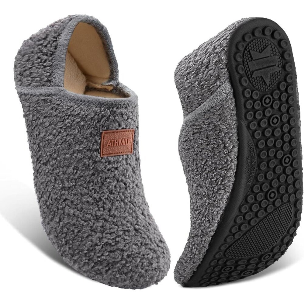 〽️Women's Grey ATHMILE House Slippers Furry Barefoot Slipper Socks Indoor Shoes